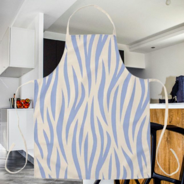 Tablier Bleu et beige Zebra Stripe Apron - Impression élég (Créateur téléchargé)