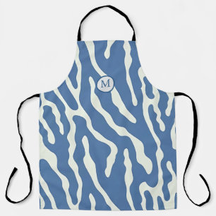 Tablier Bleu et crème Moderne Abstrait Wavy Lines Motif