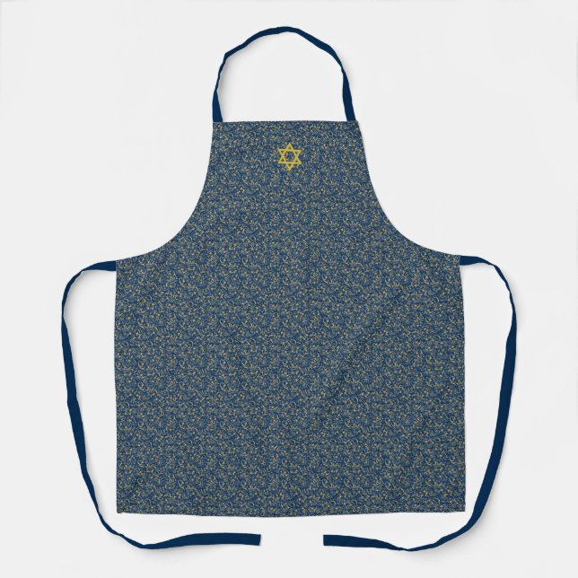 Tablier Bleu et or ton baroque Flourdissant Etoile juive (Recto)