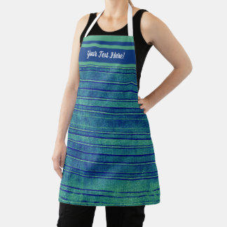Tablier Bleu et vert jolie rayures désespérées
