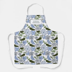 Tablier Bleu et vert main tiré bloc floral Imprimer