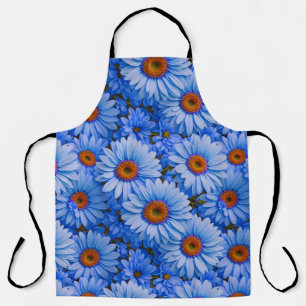 Tablier Bleu floral bleu tournesol bleu marguerites motif