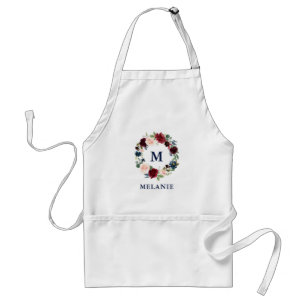Tablier Bleu floral de Bourgogne de maquilleur de coiffeur