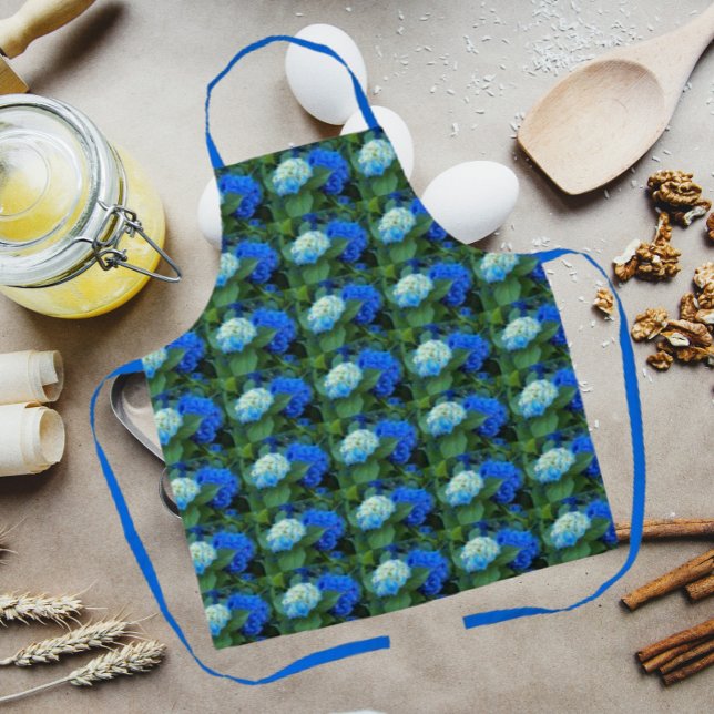 Tablier Bleu Hydrangée fleurit Motif Floral Apron (In Situ Kitchen)