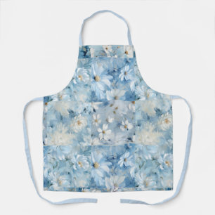 Tablier Bleu marguerite florale