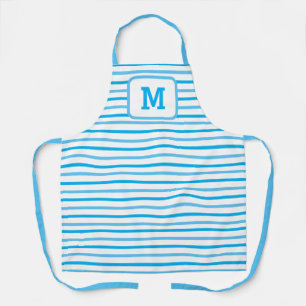 Tablier Bleu mignon Bleu rayures personnalisées unique ini