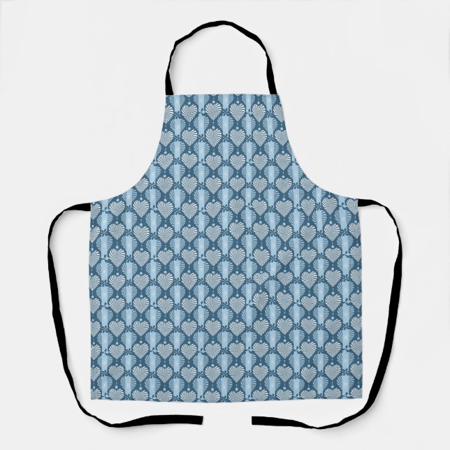 Tablier Bleu motif à rayures verticales avec coeur rétro e (Recto)