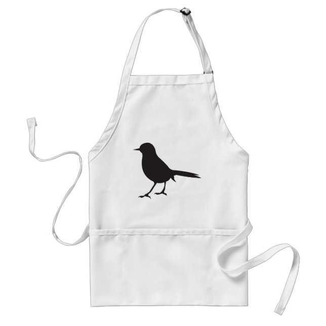 Tablier Bleu noir et blanc d'oiseau de moineau de (Devant)