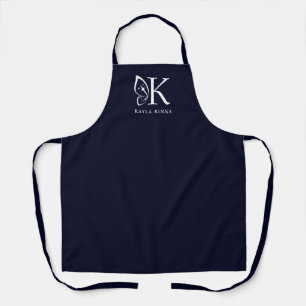 Tablier Bleu Noir Personnalisé Papillon Aile Monogramme
