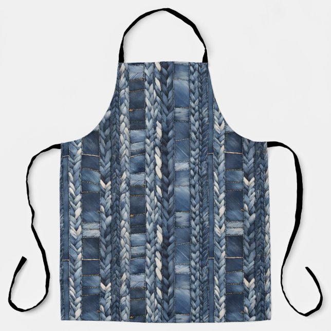 Tablier Bleu Perdu Et Tressé Jean Denim (Recto)