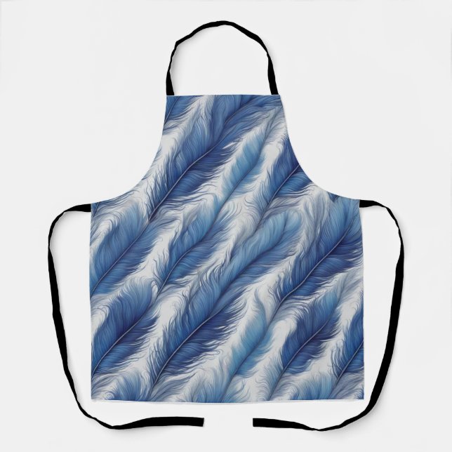Tablier Bleu Plumes Motif (Recto)