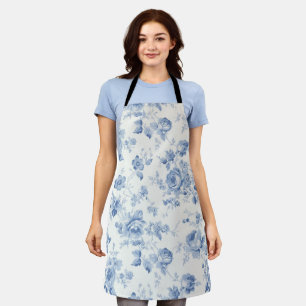 Tablier Bleu, porcelaine, porcelaine bleue, toile florale,