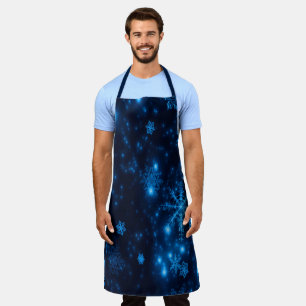 Tablier Bleu profond Flammes de neige brillantes Vacances 