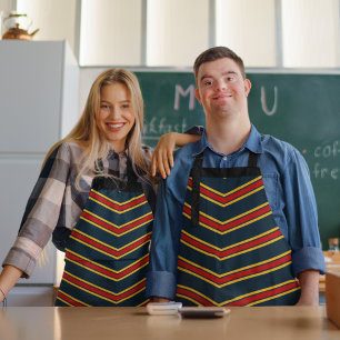 Tablier Bleu rouge Chevron Stripes Planche à découper