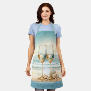 Tablier Bleu sable faux doré Champaigne verre personnalisé