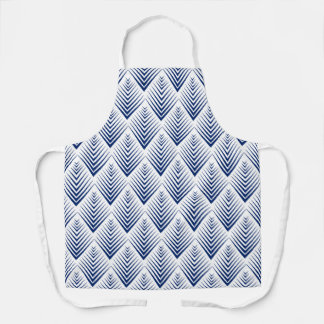 Tablier Bleu sur blanc Motif Fleurs Art Déco