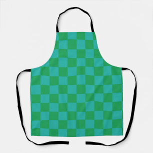 Tablier Bleu vert À damiers En vichy Motif