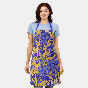 Tablier Bleu vif ornemental et jaune or