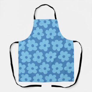 Tablier Bleu Whimsical Floral Retro, Gai, Preppy