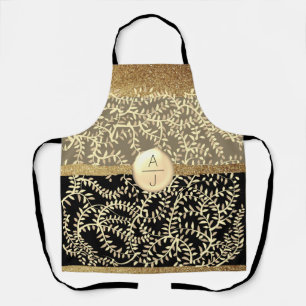 Tablier Bling Paillettes Or et Noir Initiales