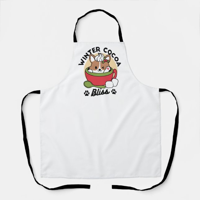 Tablier Bliss de cacao d'hiver - Chien mignon en mode Mug (Recto)