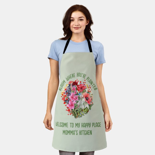 Tablier BLOOM Floral Personnalisé OÙ PLANTÉ (Porté)