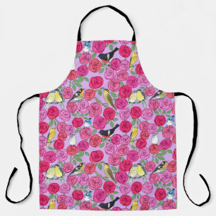 Tablier blouson et roses sur lavande