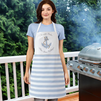 Tablier Blue Ancre Stripes Lake Beach Nom de la maison