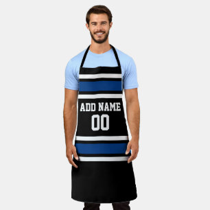 Tablier Blue and Black Sports Jersey Nom personnalisé Numé