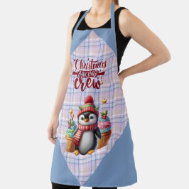Tablier Blue and Pink Plaid Penguin Cupcakes Baking Crew
