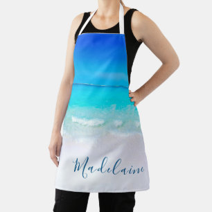 Tablier Blue Aqua Ocean Sea Beach Côte Nom personnel