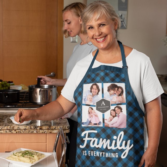 Tablier Blue Buffalo Plaid Lumberjack Famille Photo Collag (Créateur téléchargé)