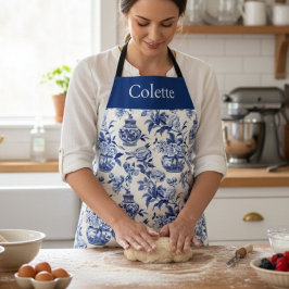 Tablier Blue Chinoiserie Monogram Name