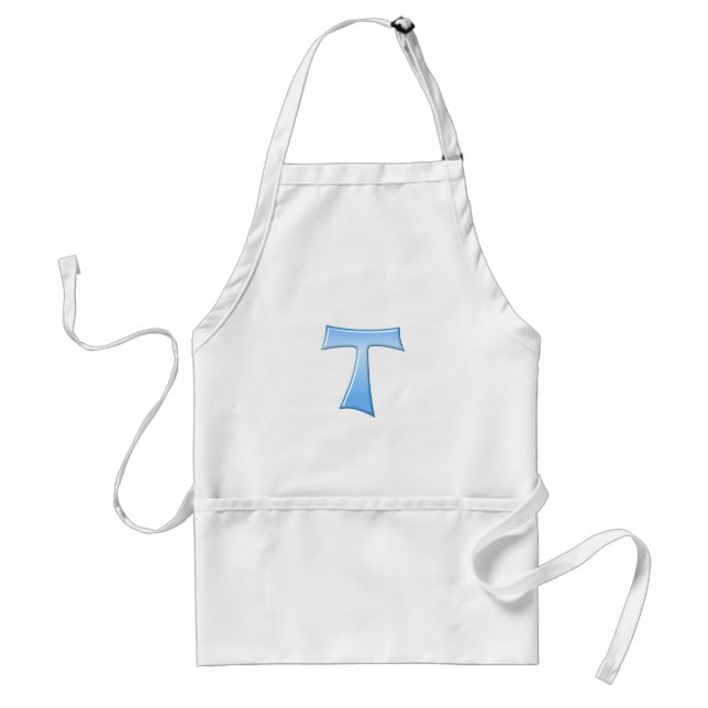 Tablier Blue Glass Look Franciscan Tau Cross (Devant)