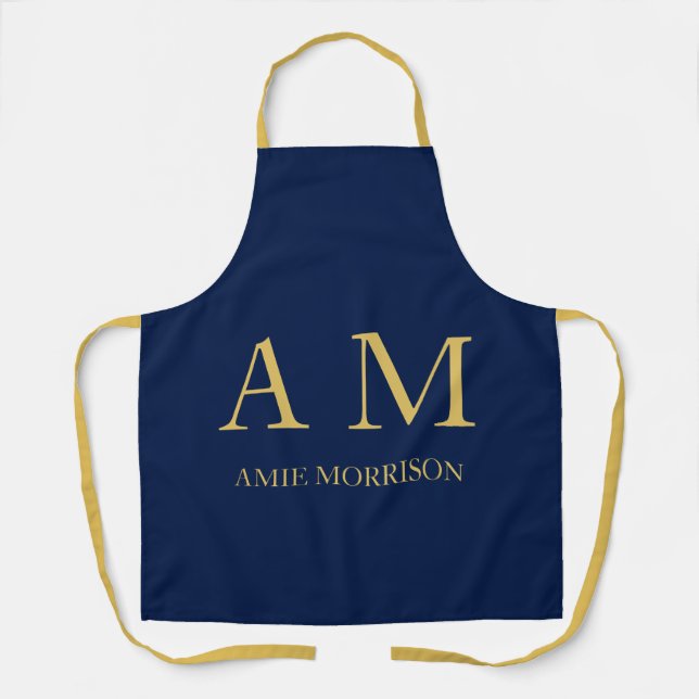 Tablier Blue Gold Colours Professionnel Lettres initiales  (Recto)
