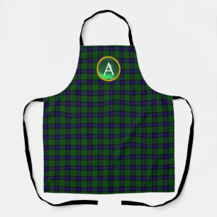 TABLIER BLUE GREEN SCOTT ARMSTRONG TARTAN GEM MONOGRAMME