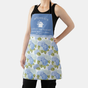 Tablier Blue Hydragea Fleurs Motif Reine de la cuisine