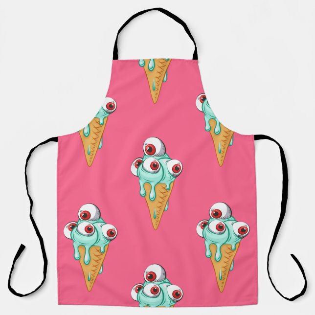 Tablier Blue ice cream with eyes. Pink background. Seamles (Recto)