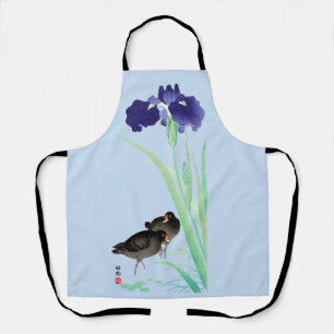 Tablier Blue Irises and Moorhens par Ohara Koson