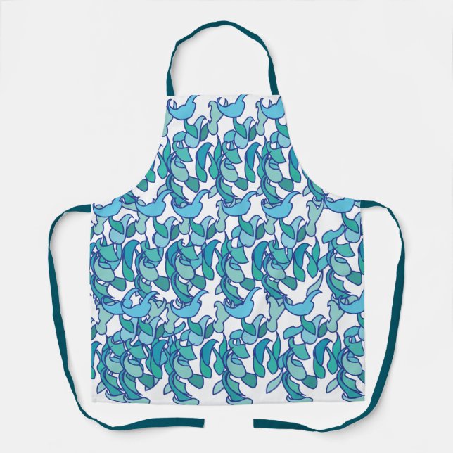 Tablier Blue Jade Vine Flower Floral (Recto)
