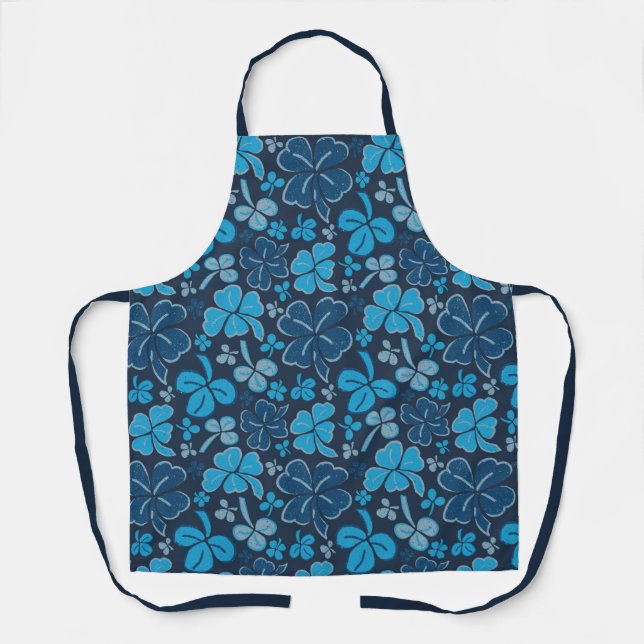 Tablier Blue Lucky Shamrock Clover St Patrick`s Day (Recto)