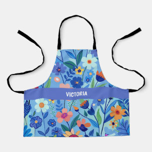 Tablier Blue Meadow Floral Pastel Motif personnalisé