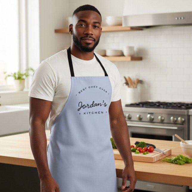 Tablier Blue Meilleur Chef jamais Votre Cuisine personnali (Best chef ever personalized blue apron, modern typography.)