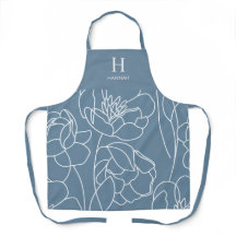 Blue Modern Wildflower Custom Monogram Name