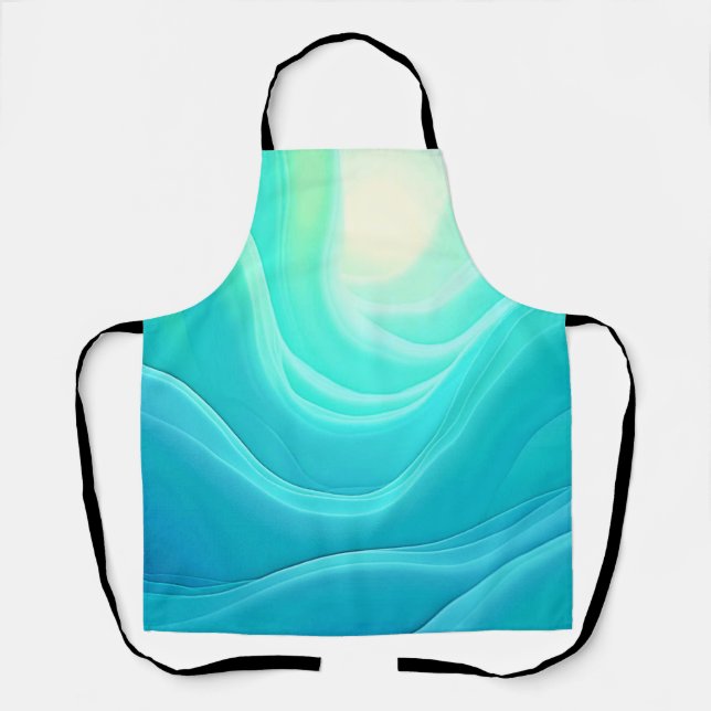Tablier Blue Ocean Serenity Waves Abstrait Design (Recto)