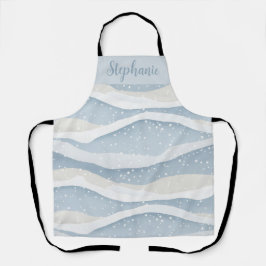 Tablier Blue Winter Snowfall Wave Personalized Pattern
