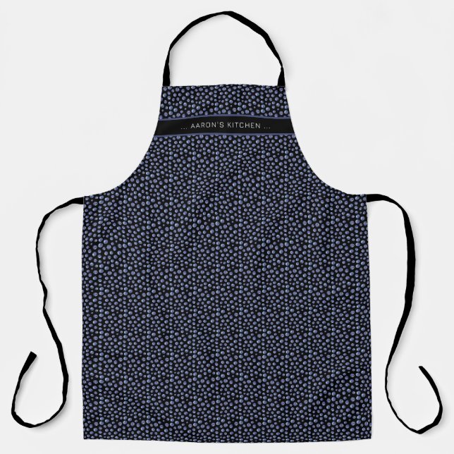 Tablier Blueberry Motif Nom personnalisé Black Blue (Recto)