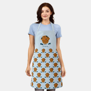 Tablier Blueberry Muffin Food Blue Cartoon Brown