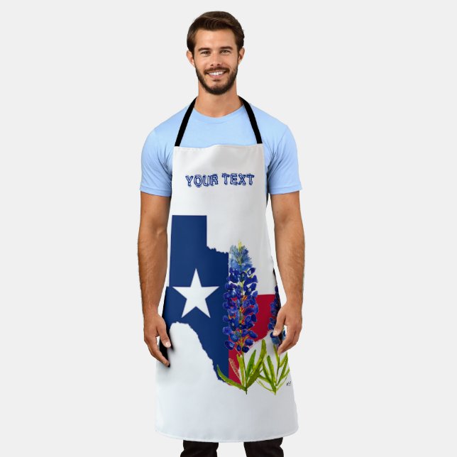 Tablier Bluebonnets Fleurs Bleues Texas Texan State Floral (Porté)