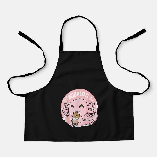 Tablier Bobalotl Cute Axolotl Boba Bubble Milk Tea (Recto)